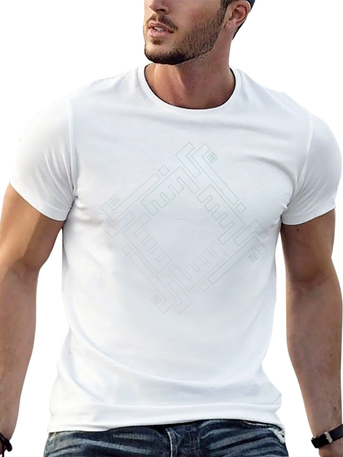 Geometric Diamond Pattern Black T-Shirt