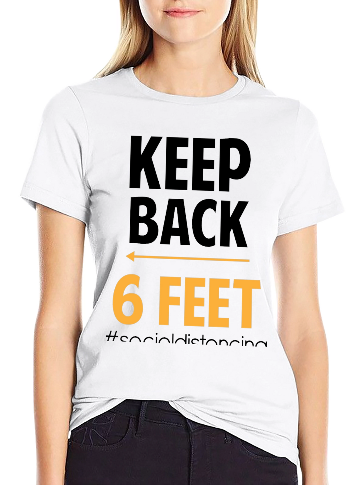 Keep Back 6 Feet Social Distancing Black T-Shirt