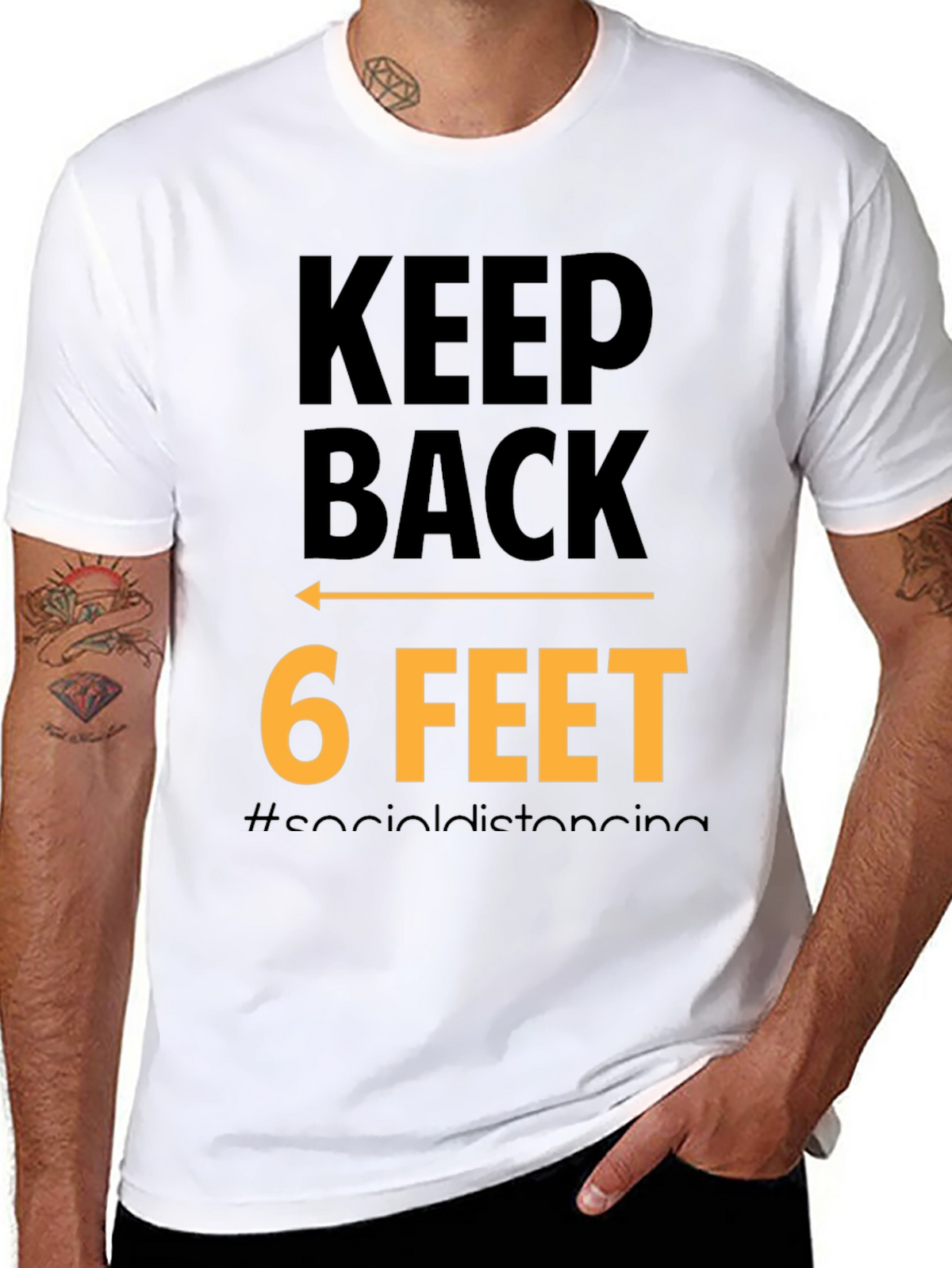 Keep Back 6 Feet Social Distancing Black T-Shirt
