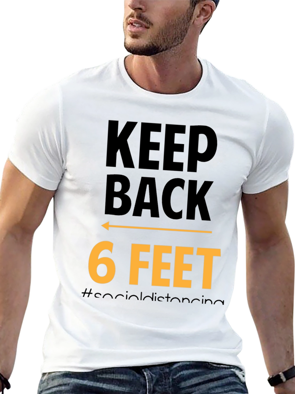 Keep Back 6 Feet Social Distancing Black T-Shirt