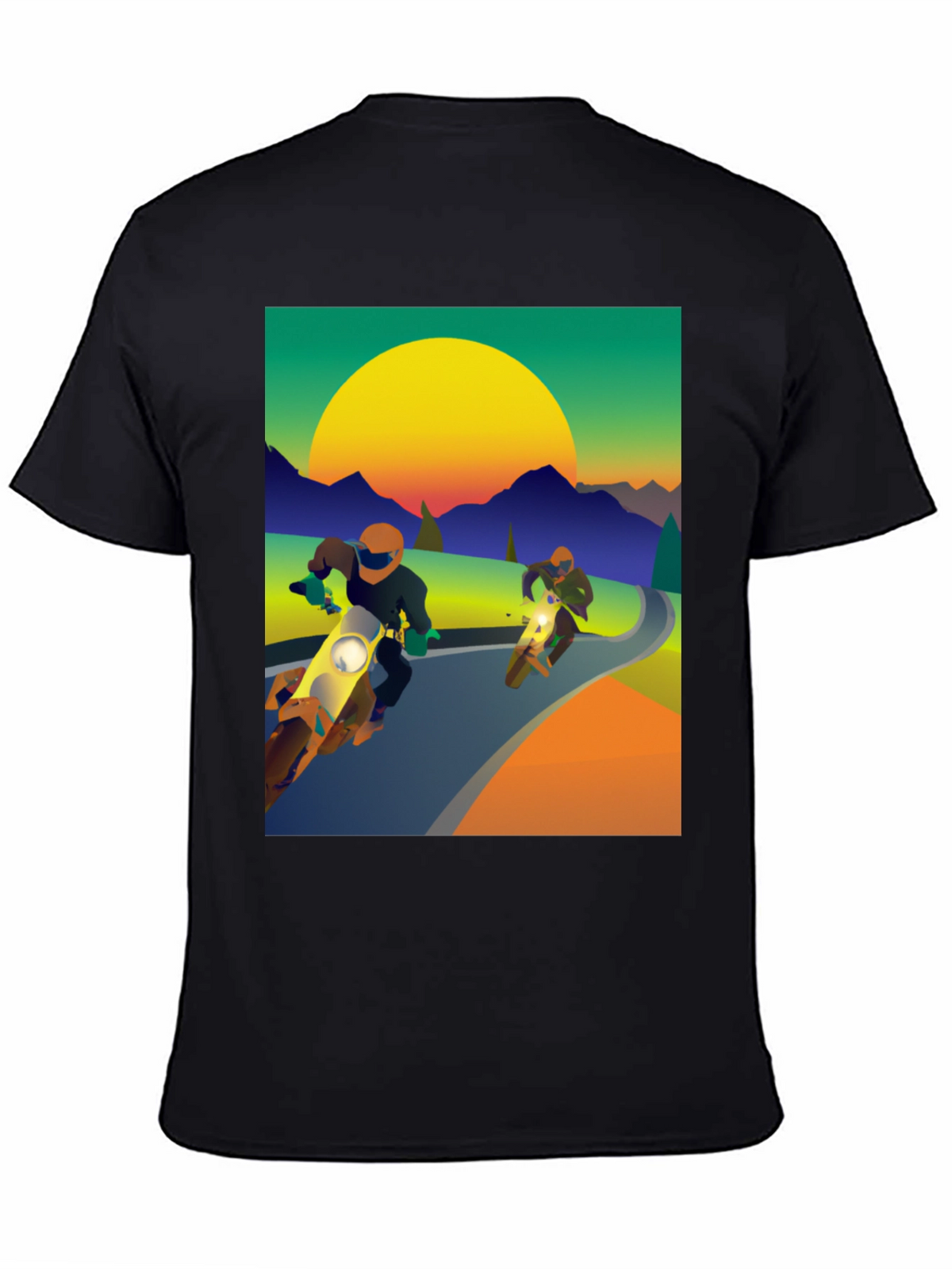 Motorcycle Graphic Tee - Ride into the Sunset!