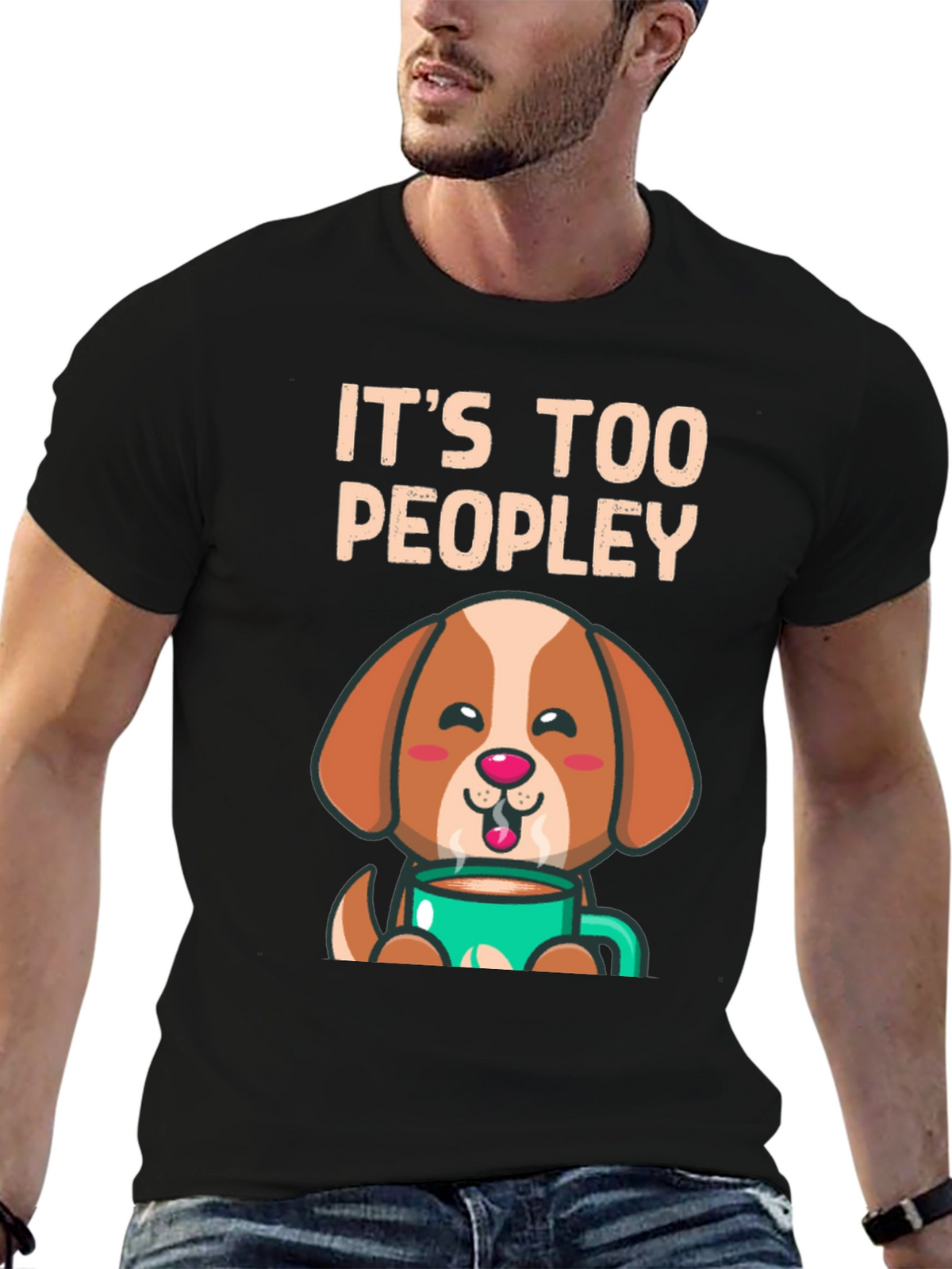 Too Peopley Dog Coffee T-Shirt