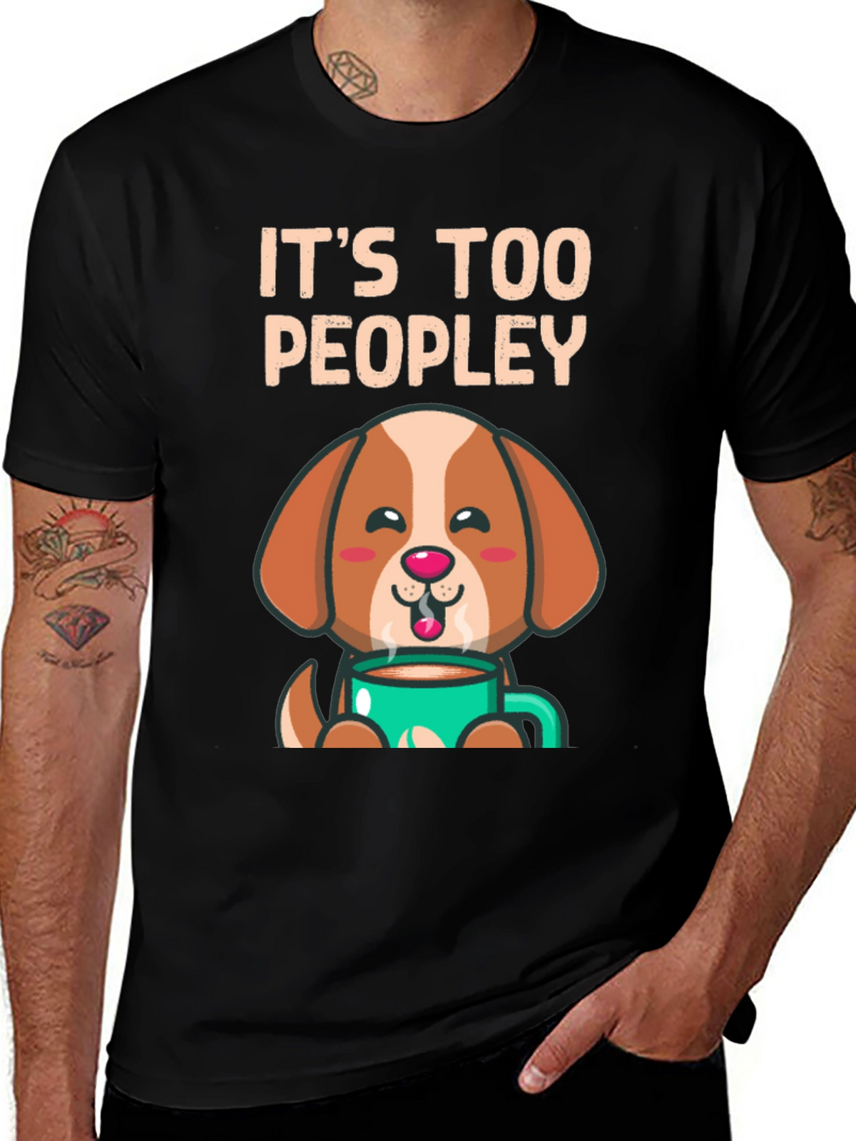 Too Peopley Dog Coffee T-Shirt