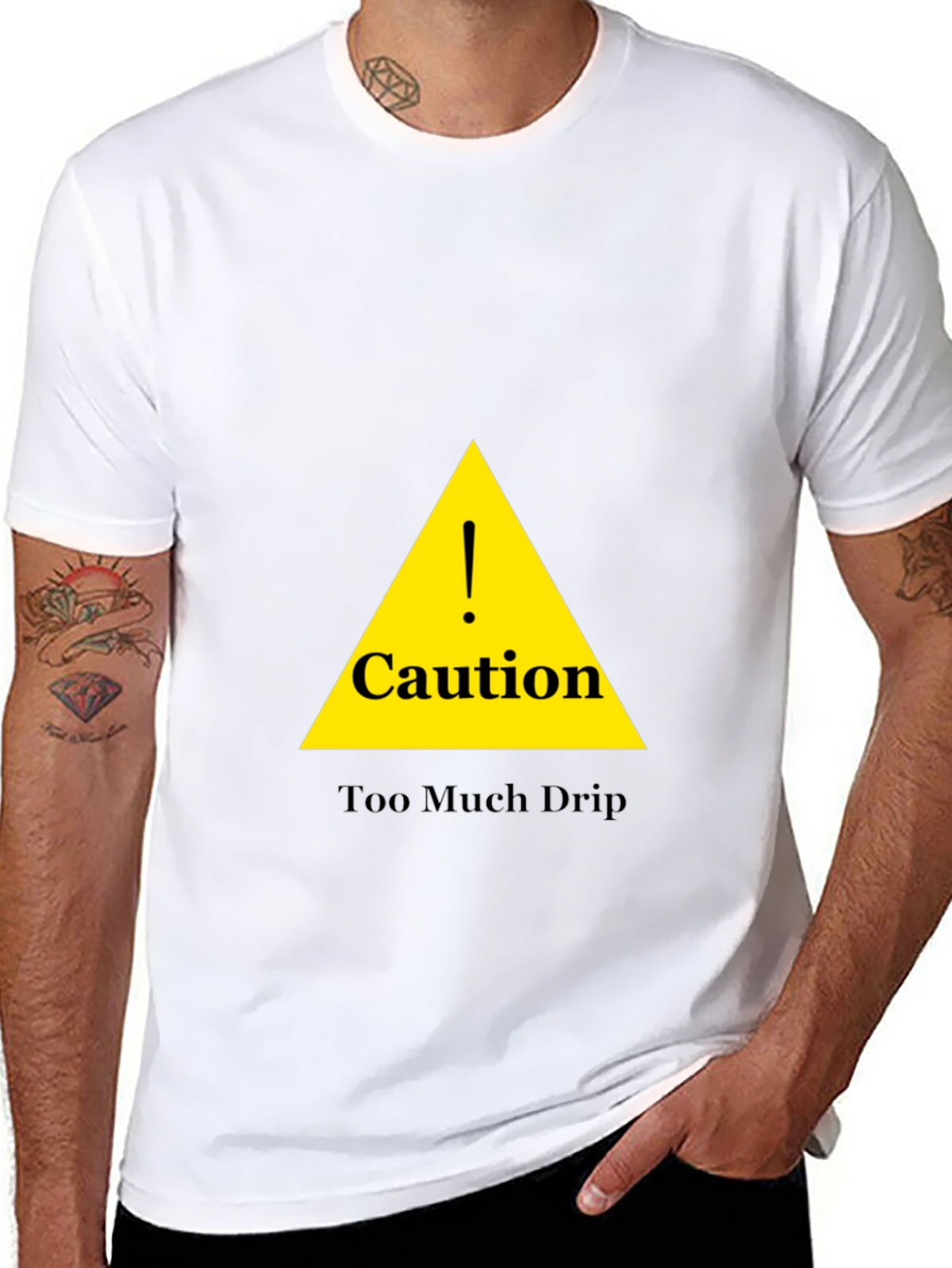 Caution Too Much Drip Black T-Shirt