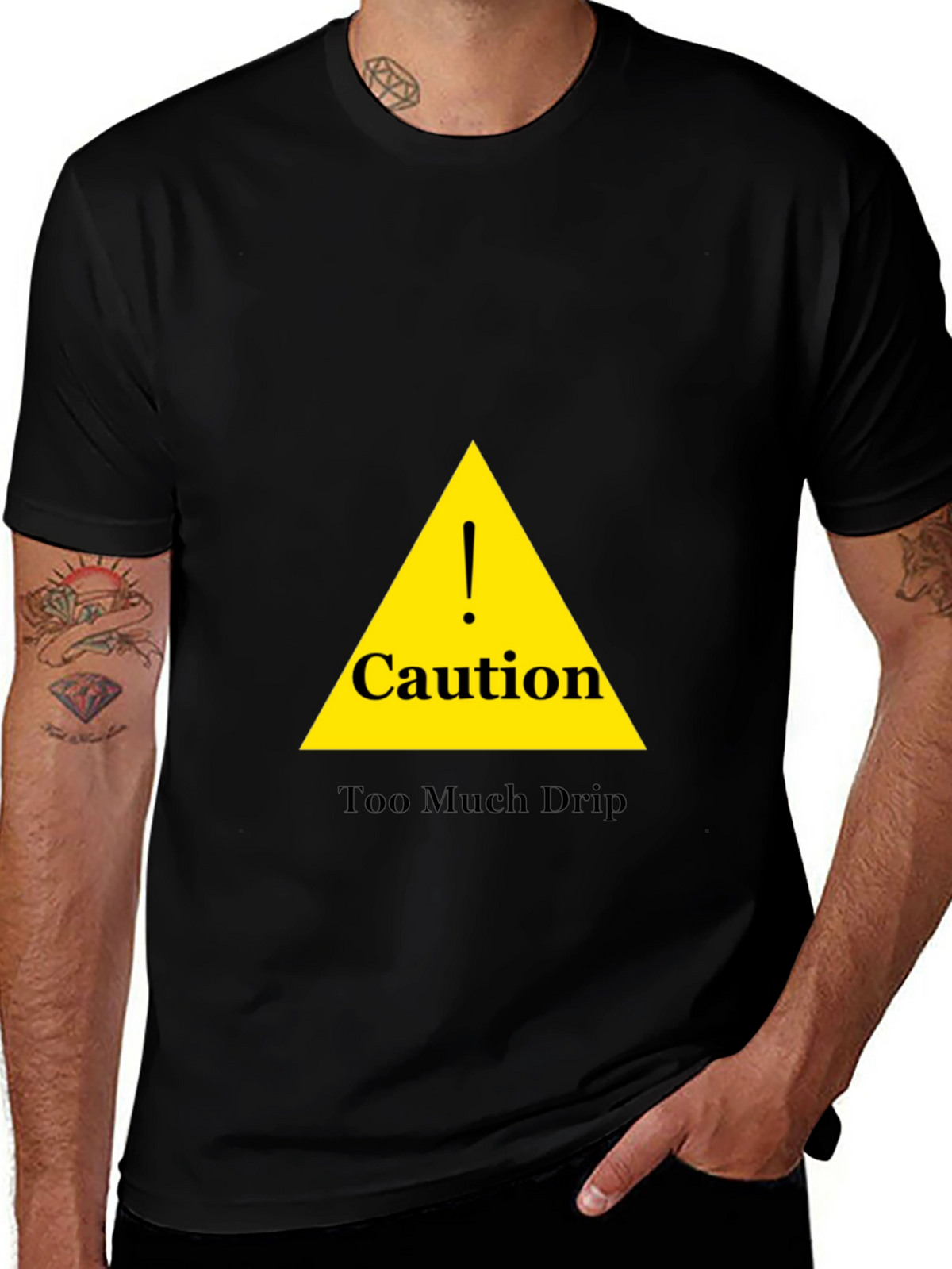 Caution Too Much Drip Black T-Shirt