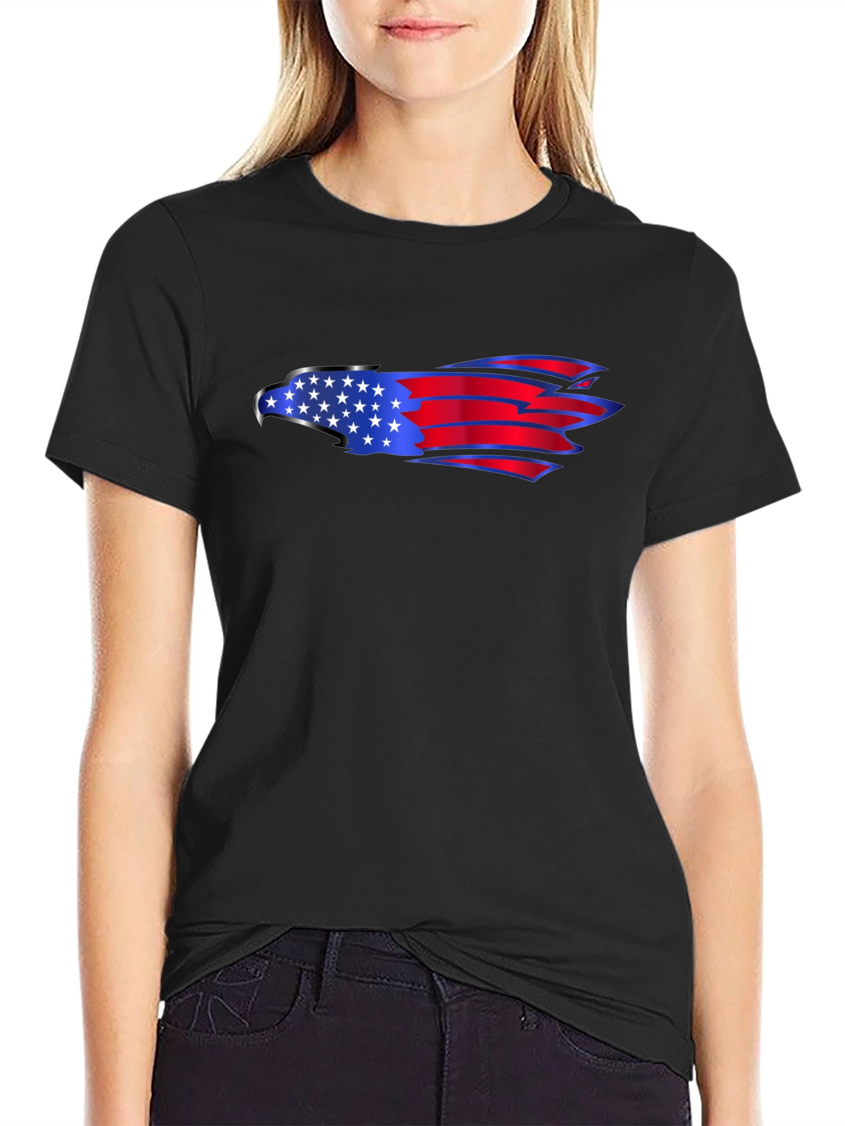 American Eagle Flag Graphic Black T-Shirt