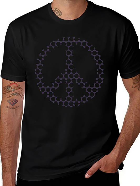 Peace Sign Graphic Tee - Black Cotton Comfort Fit
