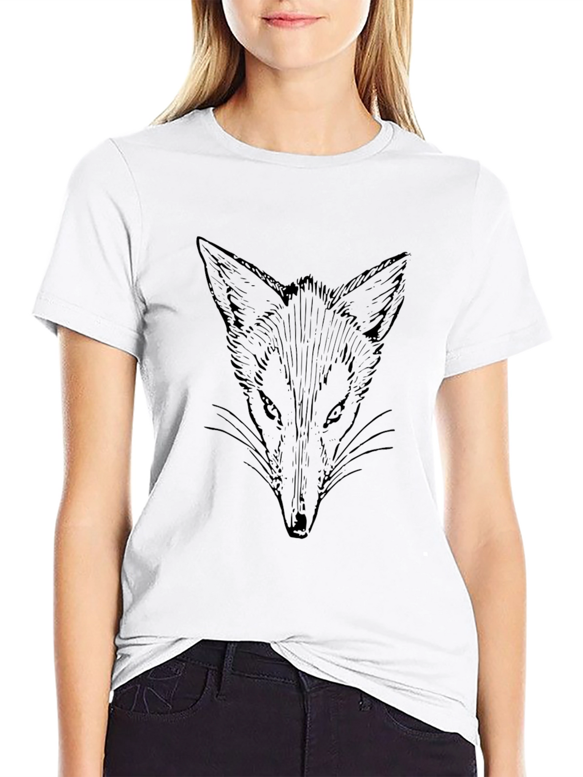 Fox Graphic Print Black T-Shirt for Men