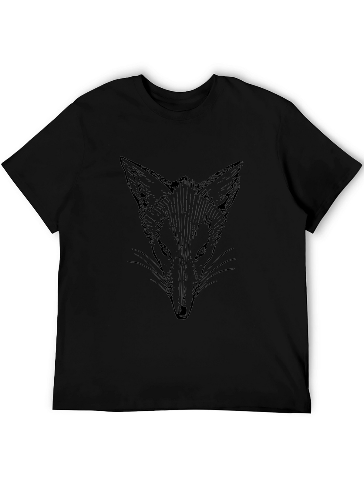 Fox Graphic Print Black T-Shirt for Men