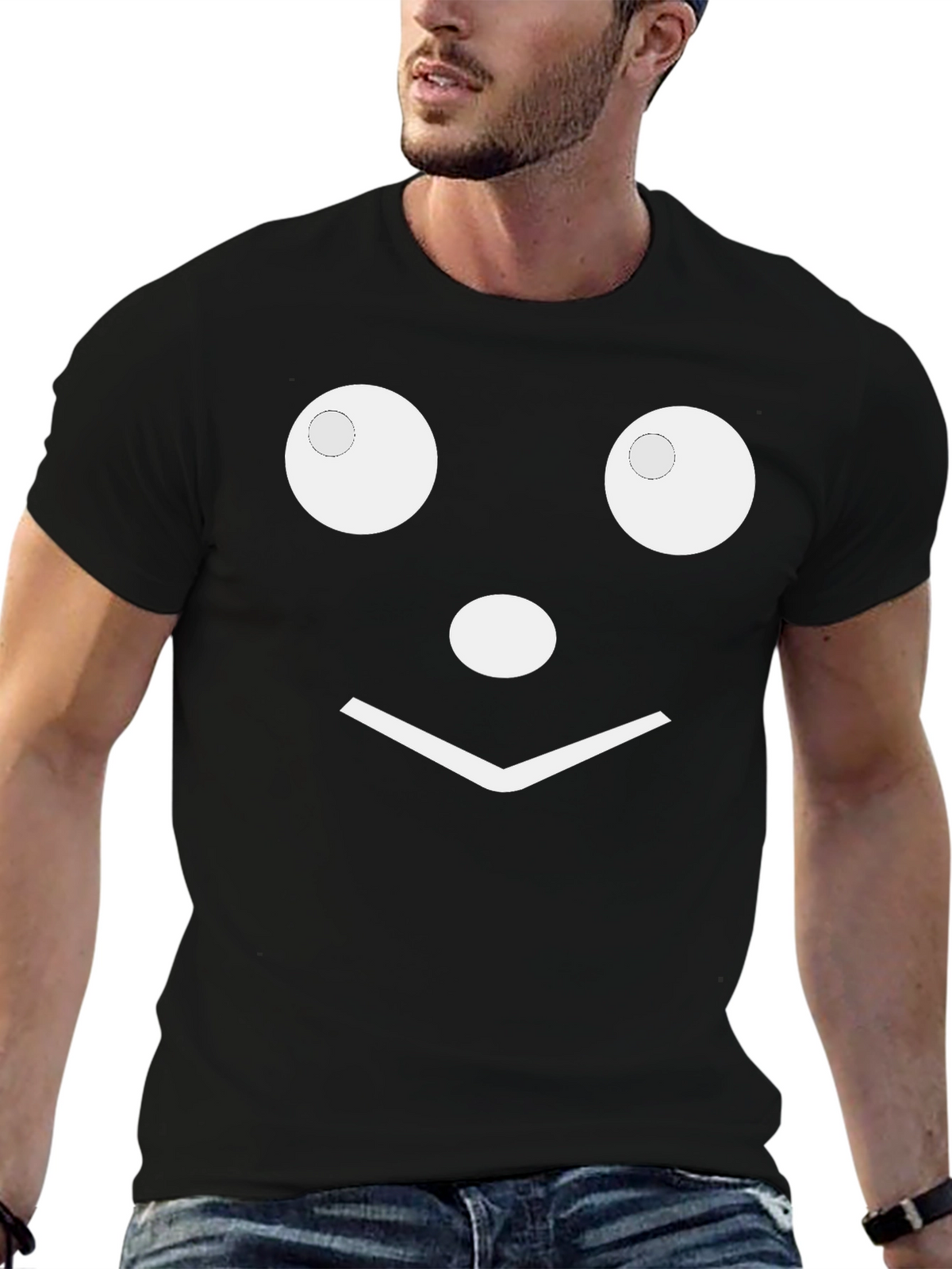 Funny Face Graphic Tee - Black Cotton Shirt