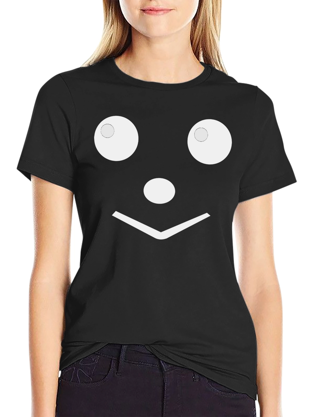 Funny Face Graphic Tee - Black Cotton Shirt