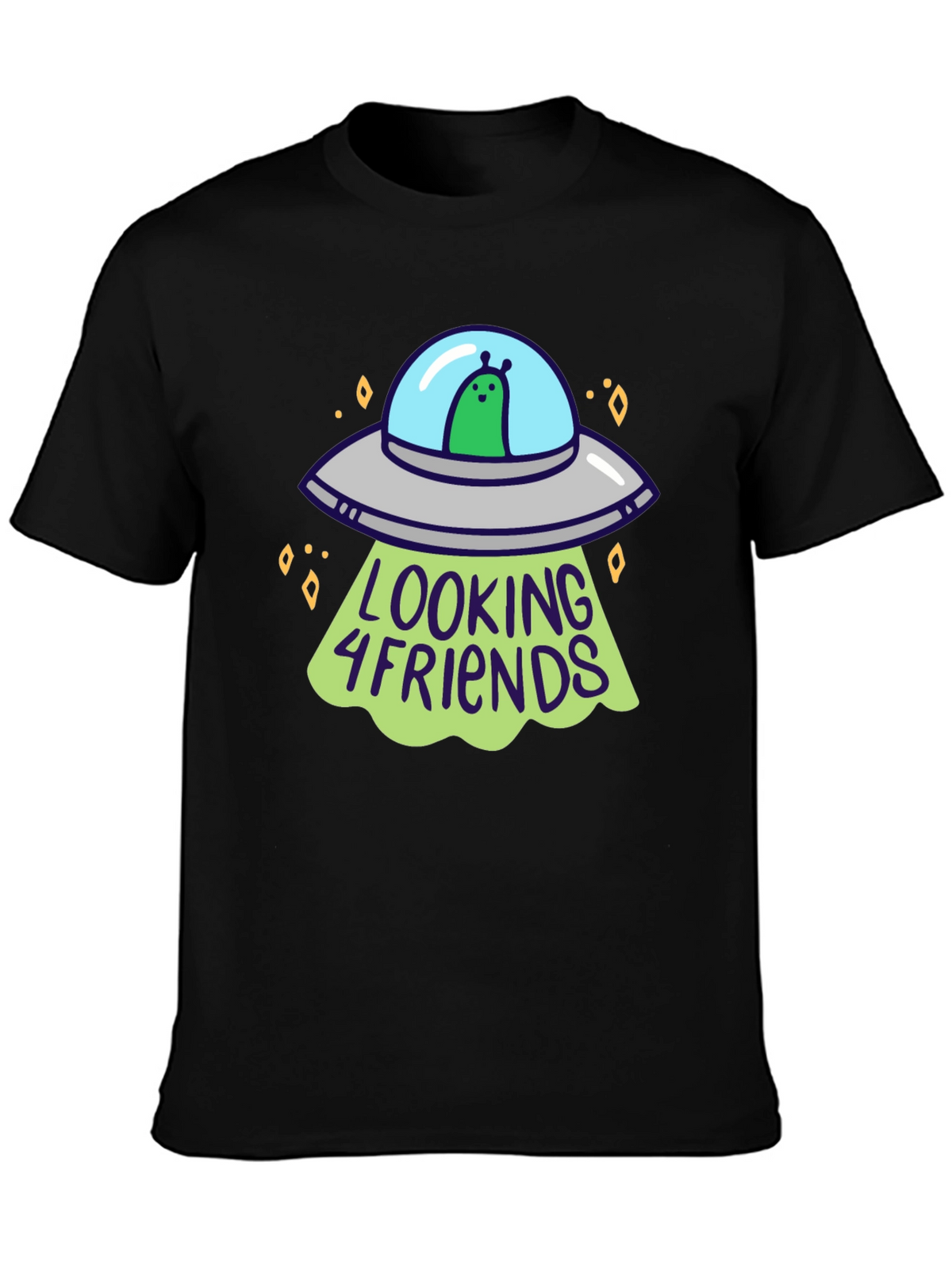 Alien UFO Looking 4 Friends Graphic T-Shirt