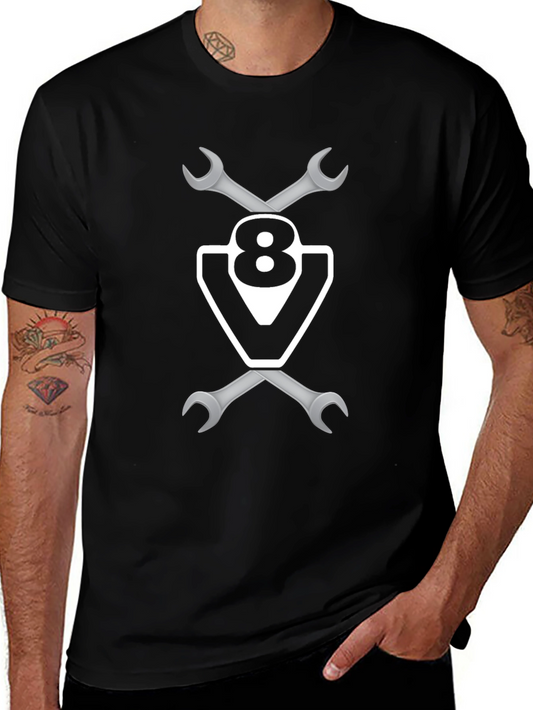 V8 Engine T-Shirt - Mechanic Wrench Design