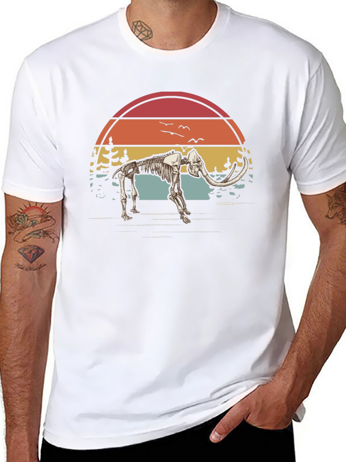 Mammoth Skeleton Sunset Graphic Tee