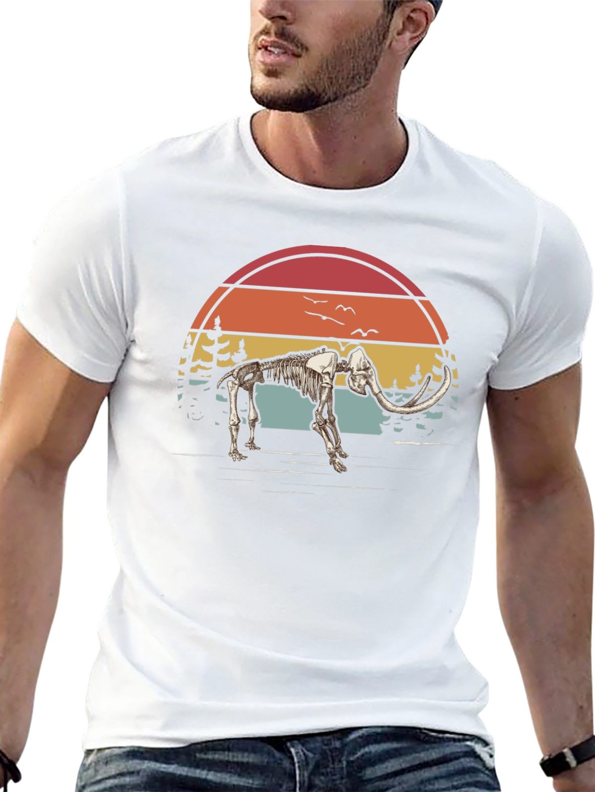 Mammoth Skeleton Sunset Graphic Tee