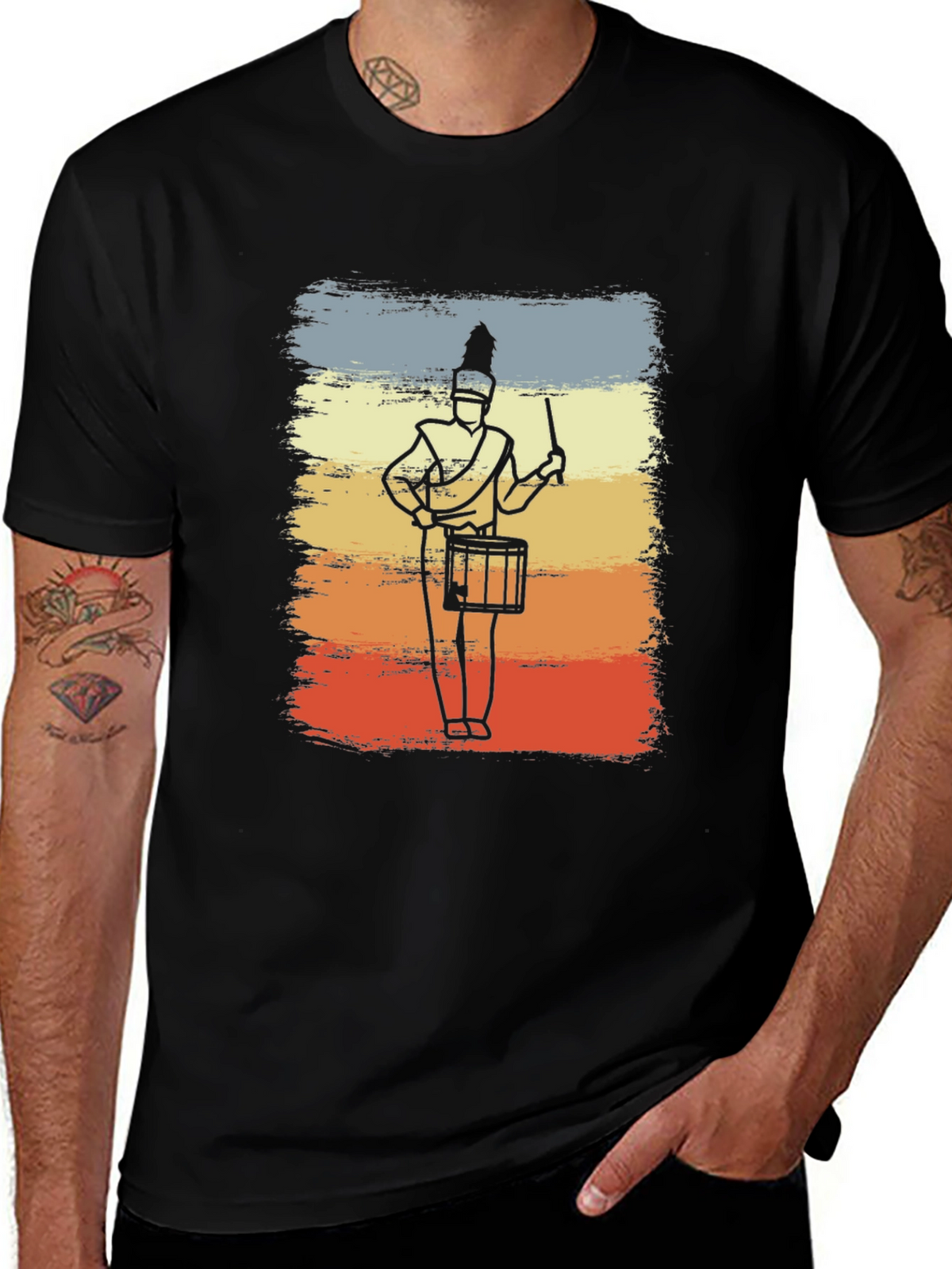 Marching Band Drummer T-Shirt - Retro Style