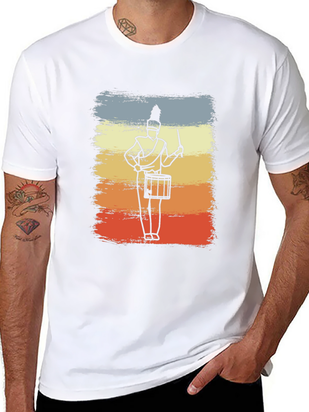 Marching Band Drummer T-Shirt - Retro Style