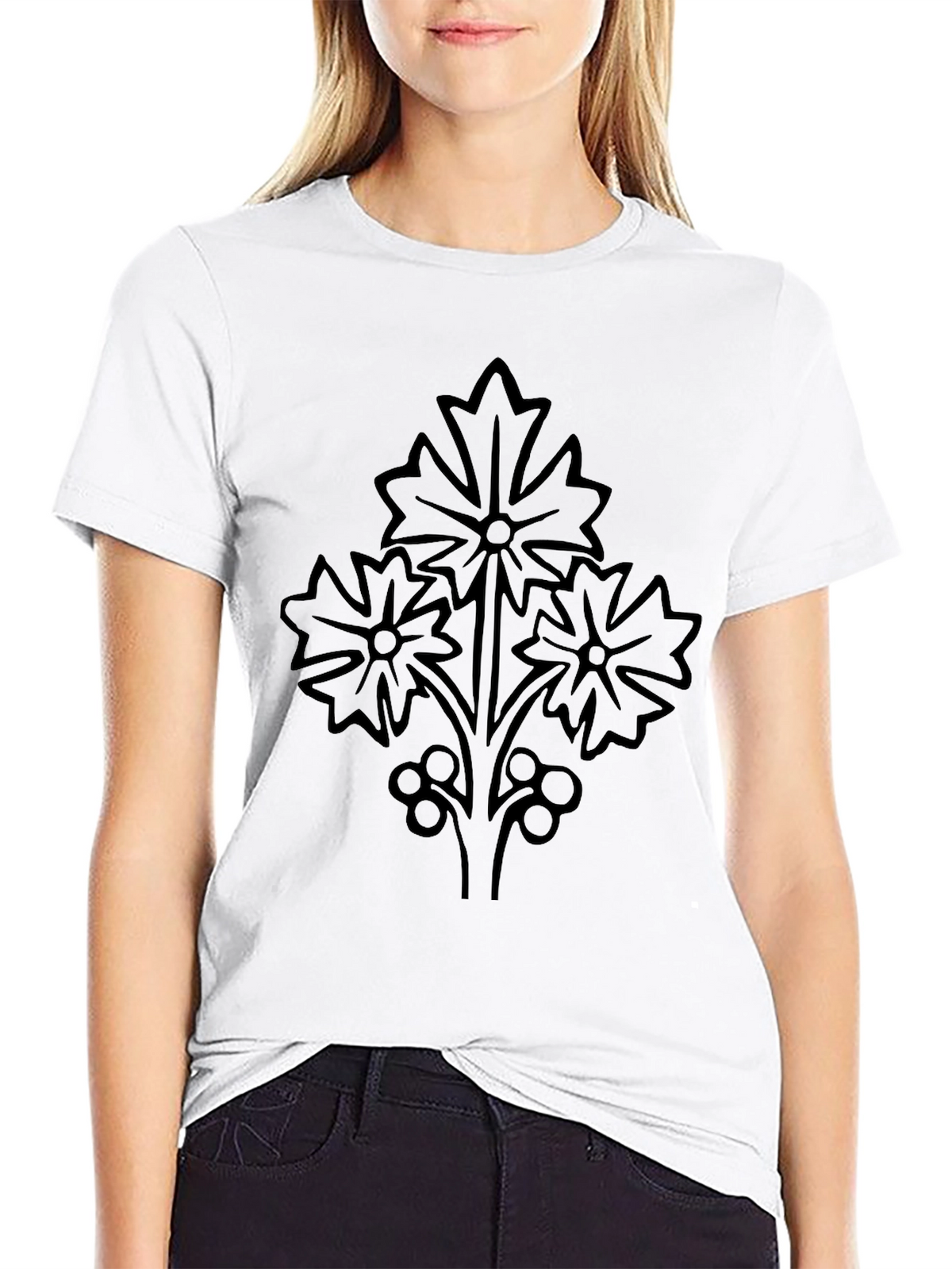 Stylish Black Floral Graphic Tee