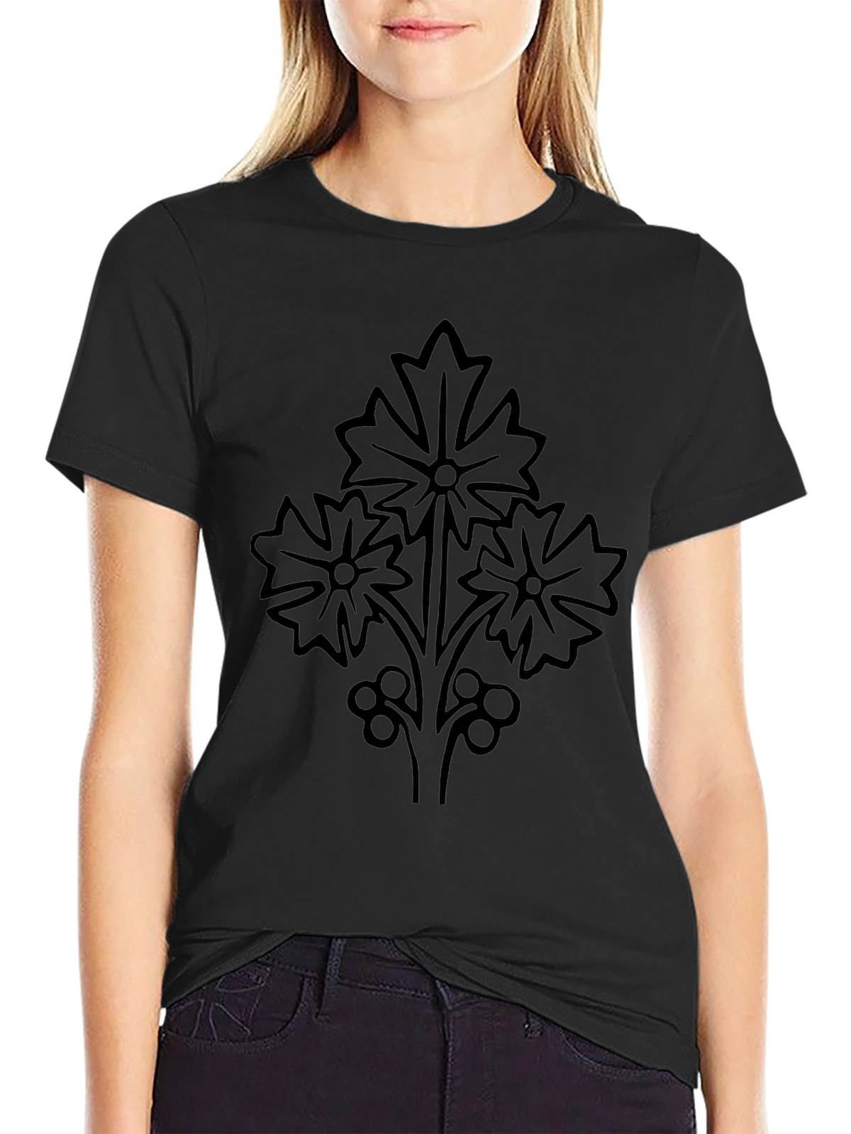 Stylish Black Floral Graphic Tee