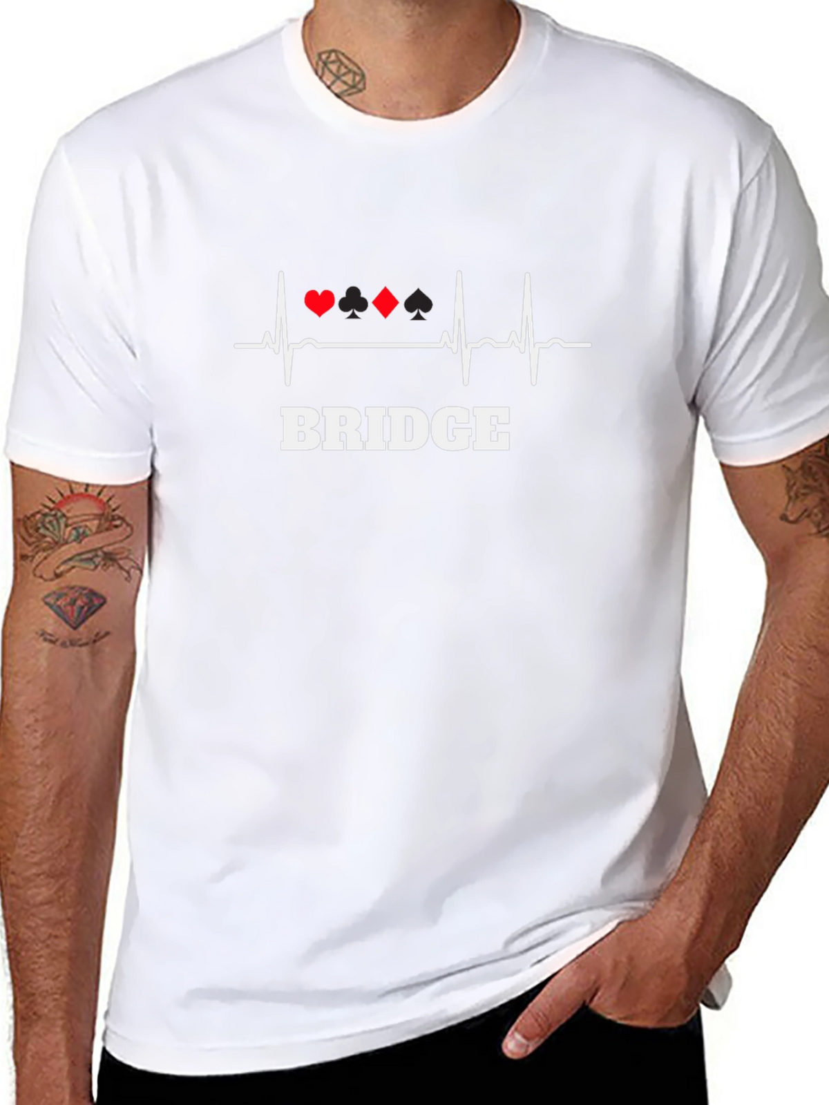 Bridge Heartbeat T-Shirt - Card Game Life Line