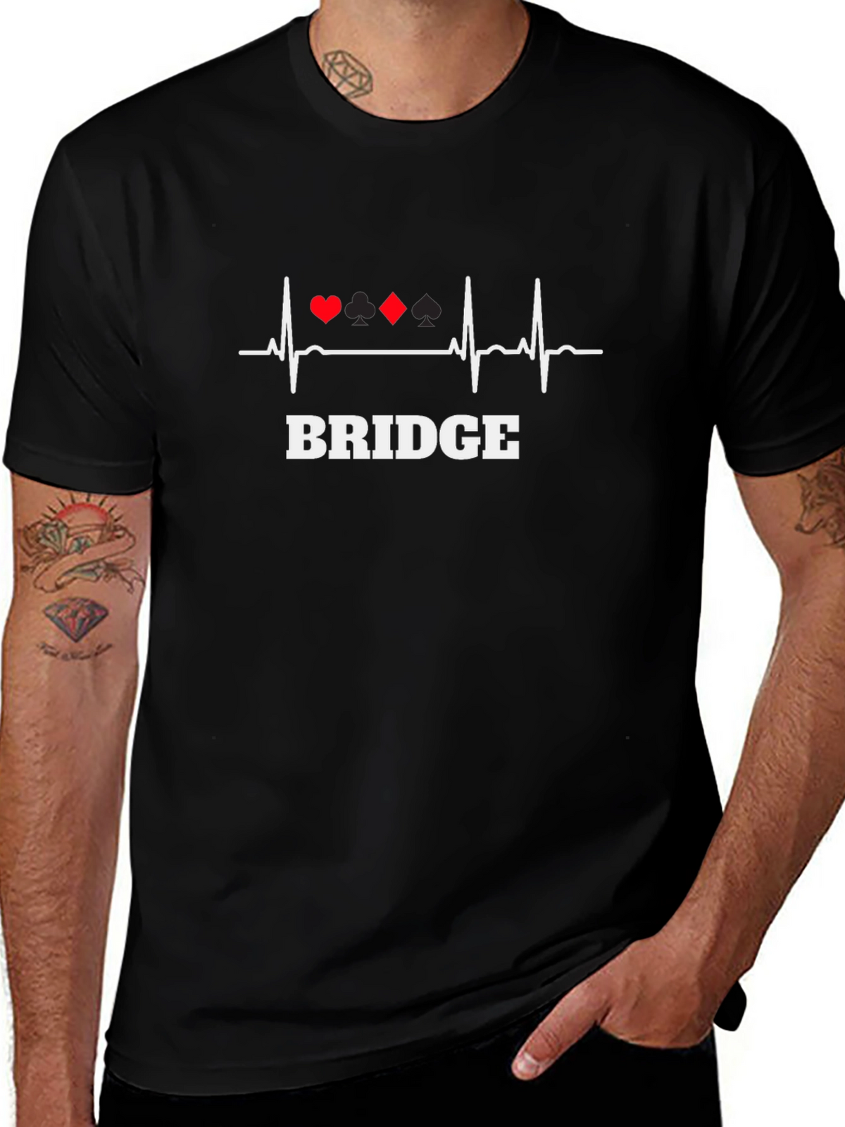 Bridge Heartbeat T-Shirt - Card Game Life Line
