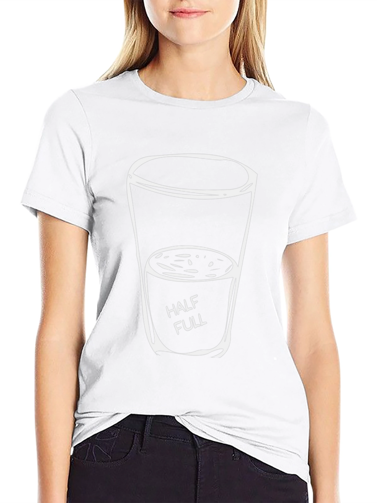 Optimistic Half Full Glass Graphic Tee - Black
