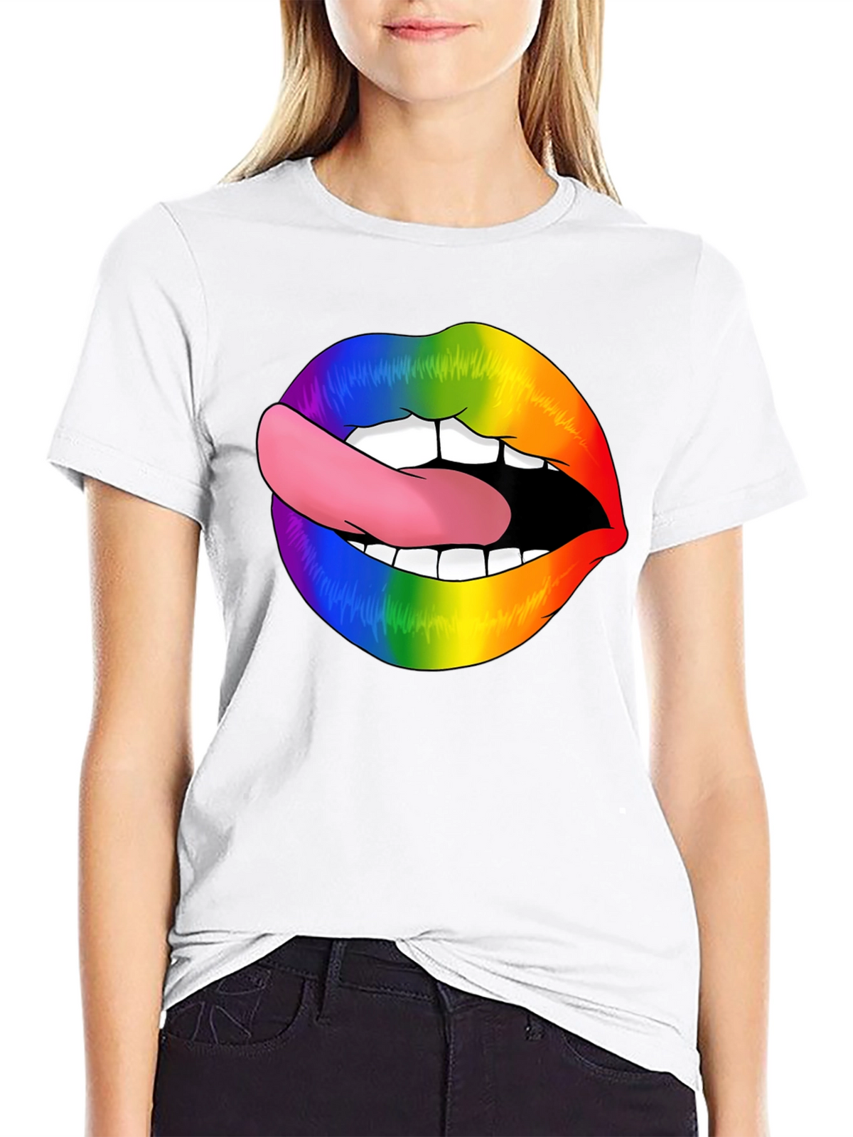 Rainbow Lips Tongue Out T-Shirt