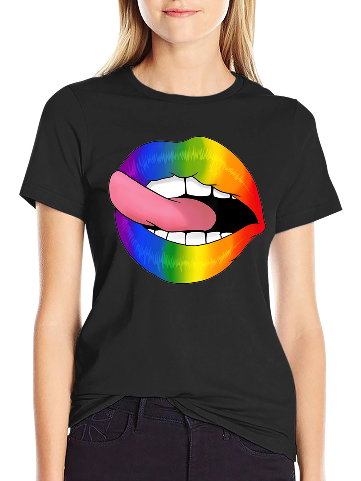 Rainbow Lips Tongue Out T-Shirt