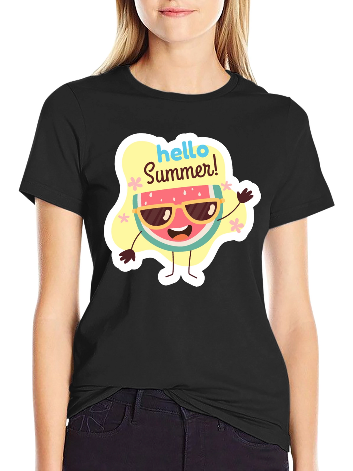 Hello Summer Watermelon Graphic T-Shirt