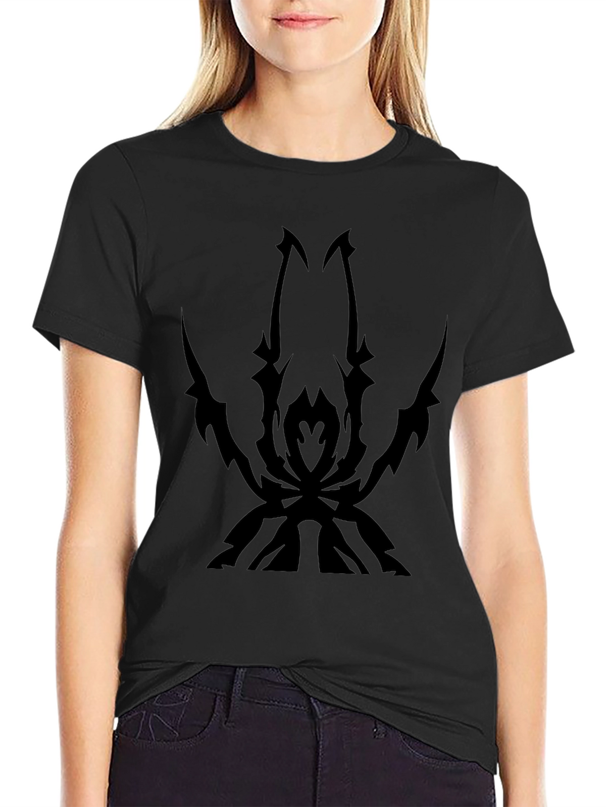 Mens Black T-Shirt with Spider Design