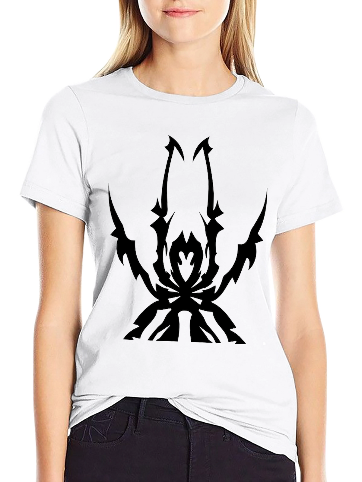 Mens Black T-Shirt with Spider Design