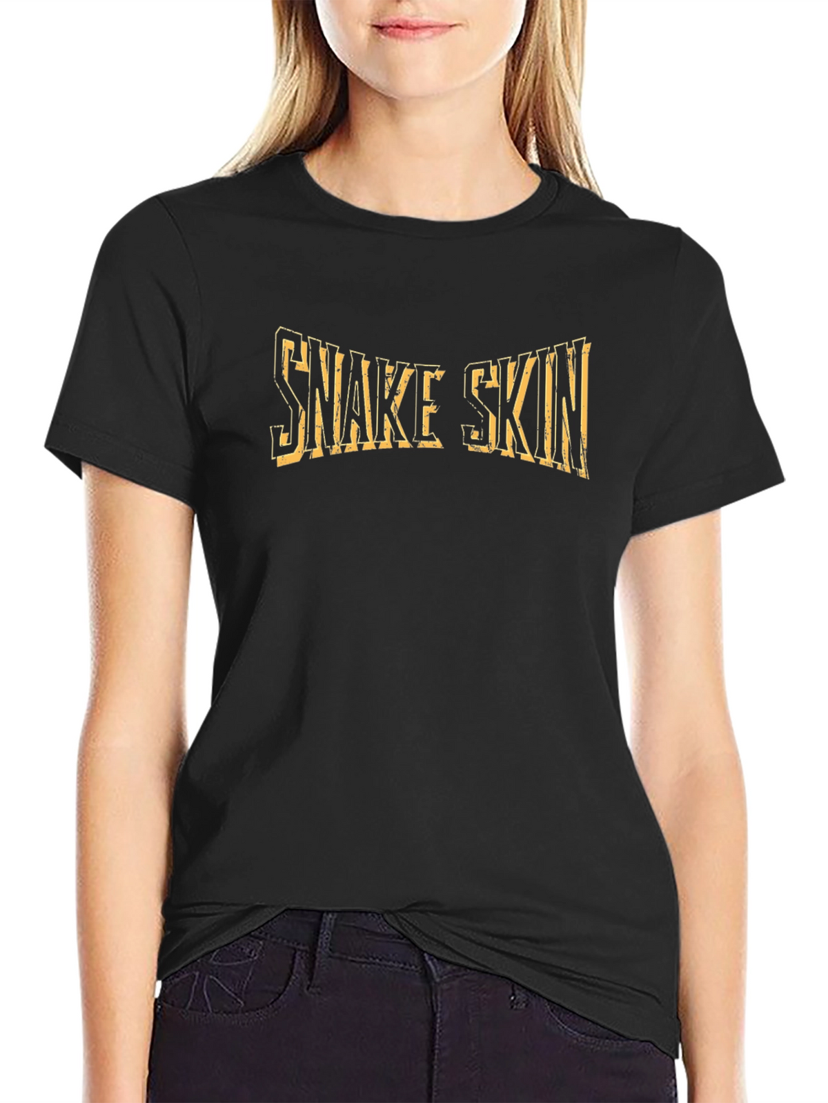 Snake Skin Graphic Print Black T-Shirt