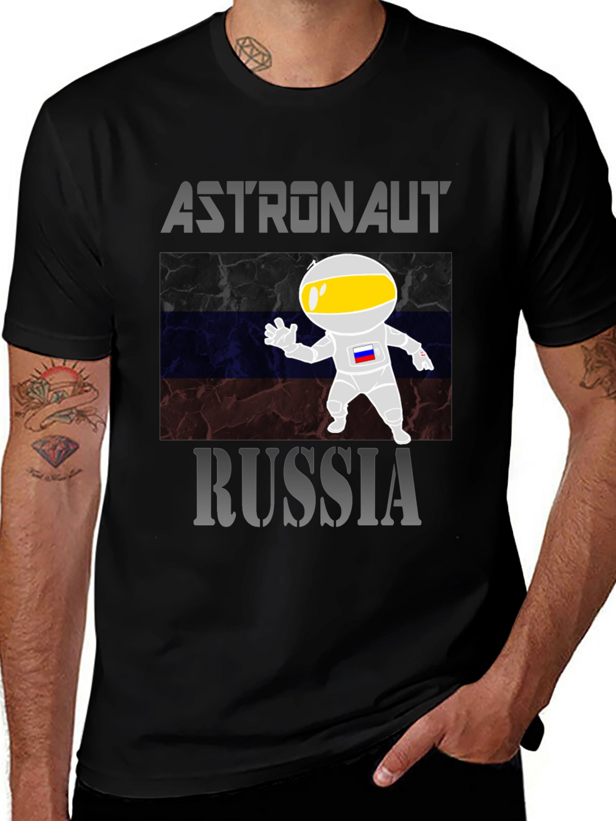 Russia Astronaut Graphic Tee - Space Fan T-Shirt