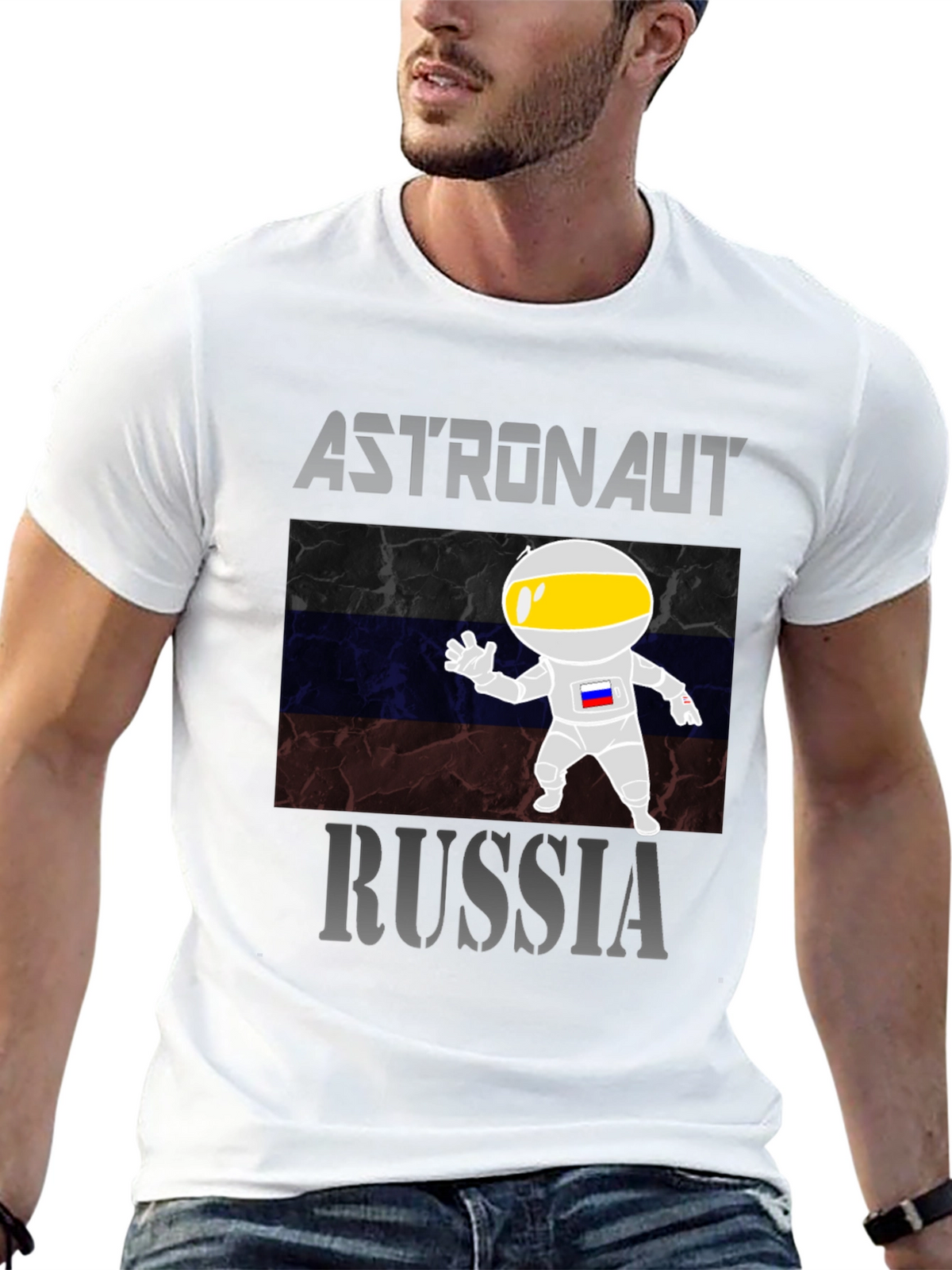 Russia Astronaut Graphic Tee - Space Fan T-Shirt