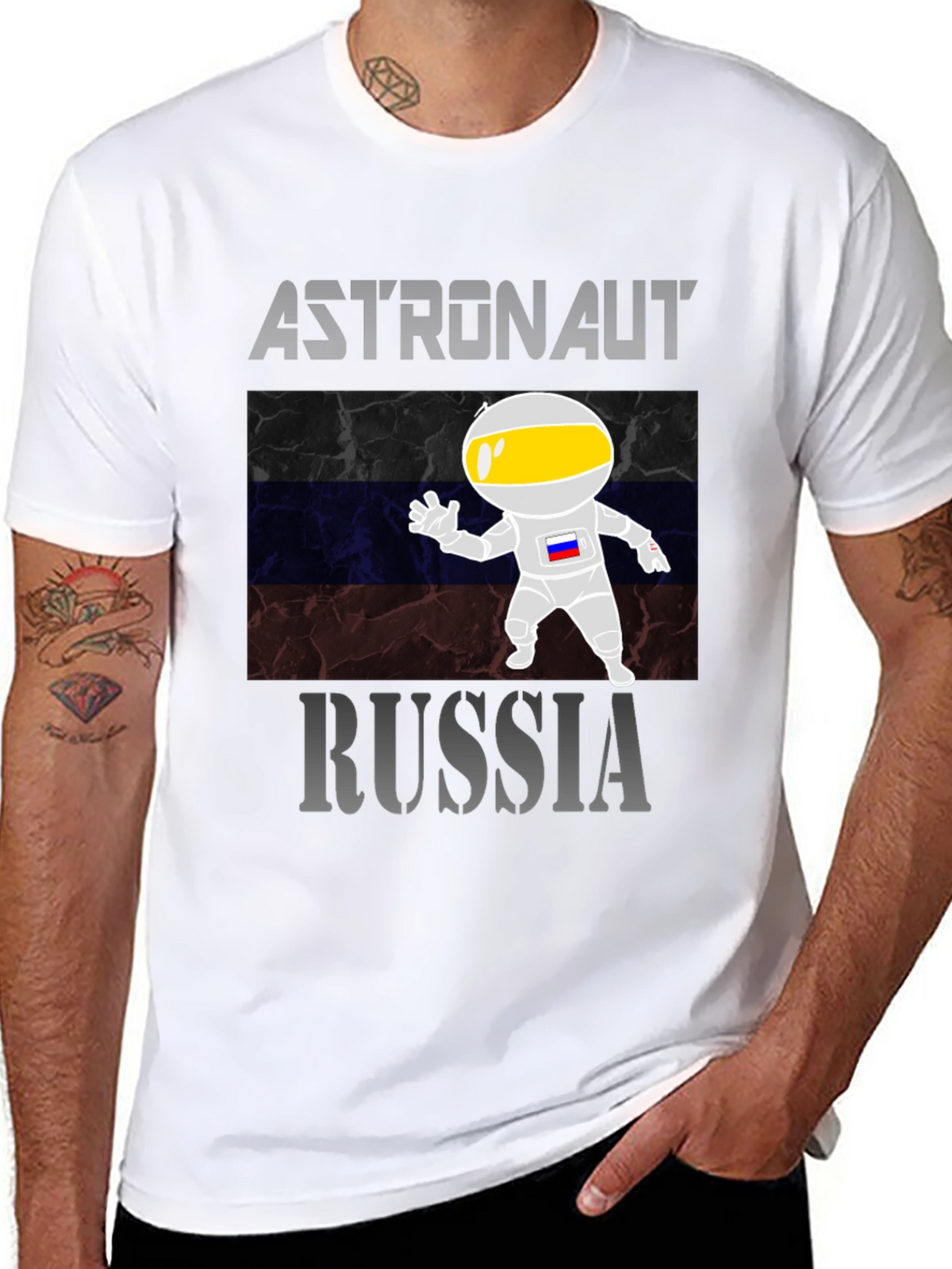 Russia Astronaut Graphic Tee - Space Fan T-Shirt