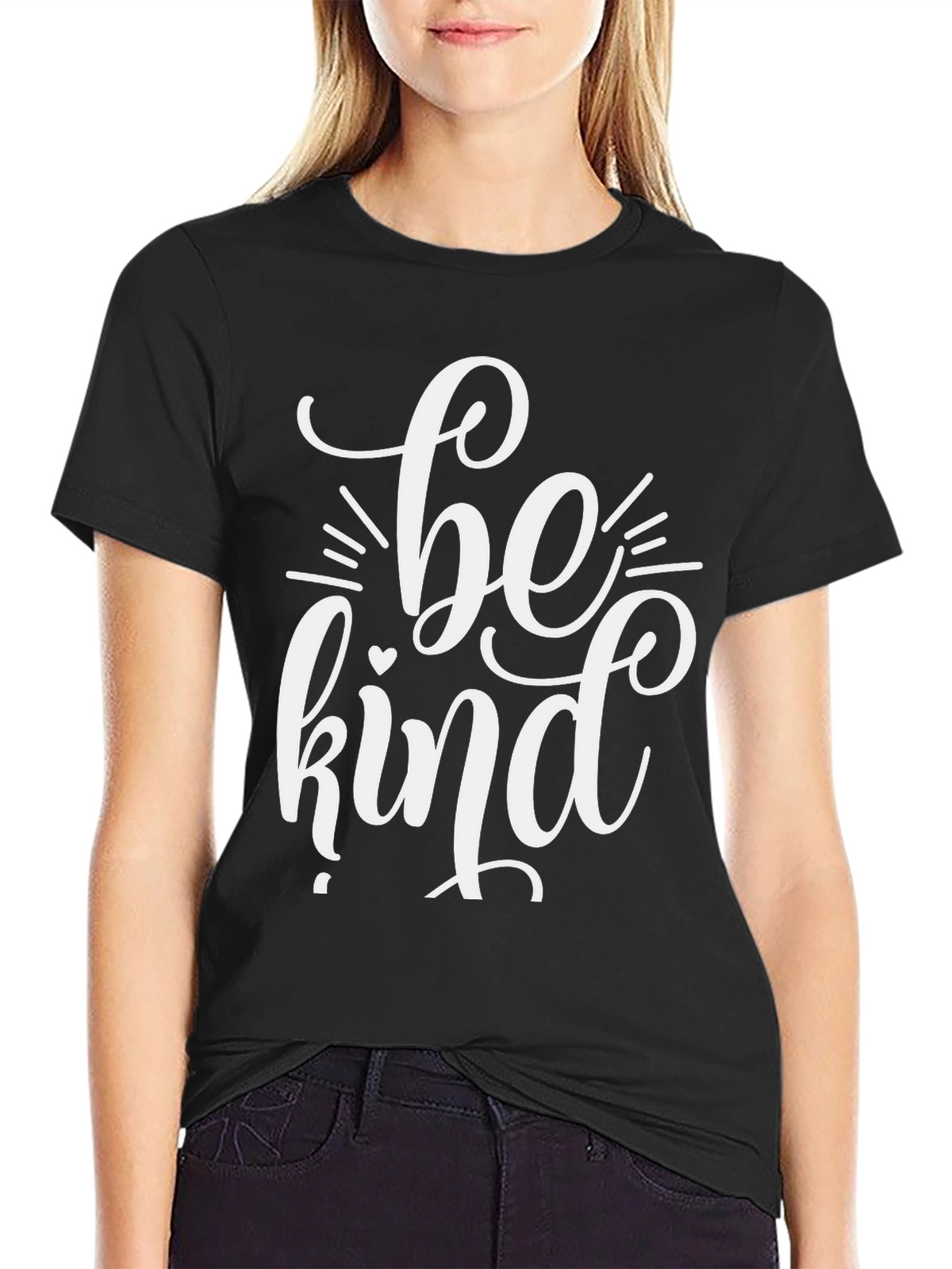Be Kind Graphic Tee - Black Cotton Casual T-Shirt