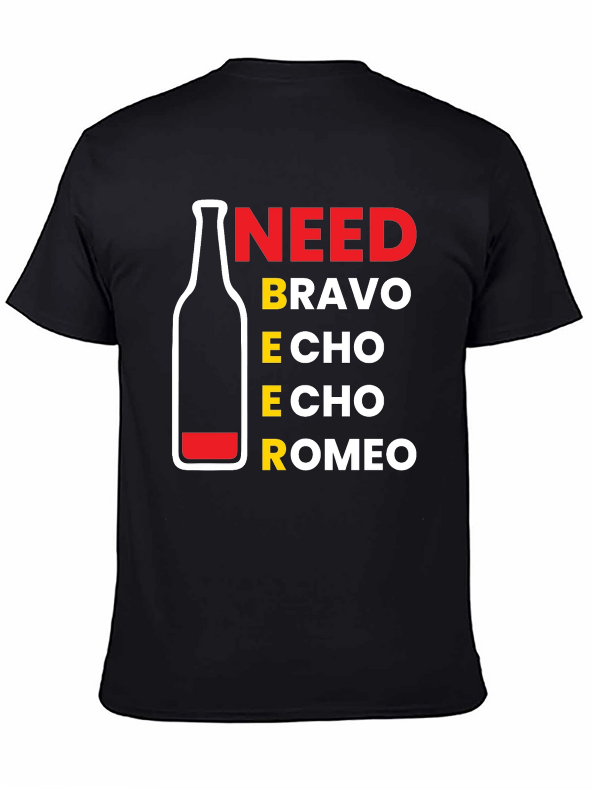 Need Beer Bravo Echo Romeo Mens Black T-Shirt