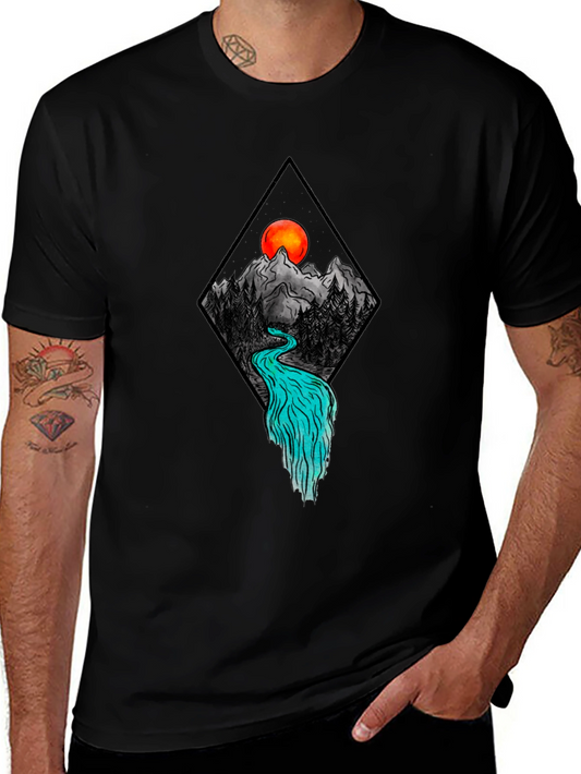 Mountain River Graphic Tee - Black