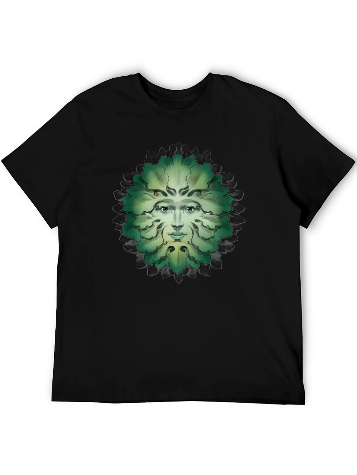 Green Man Face Graphic Tee - Nature Inspired T-Shirt