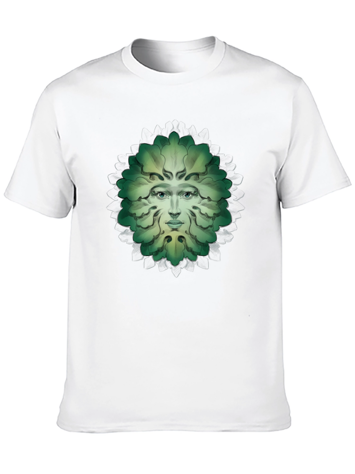 Green Man Face Graphic Tee - Nature Inspired T-Shirt