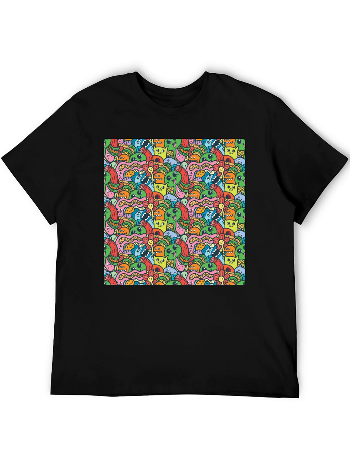 Monster Doodle Graphic Black T-Shirt