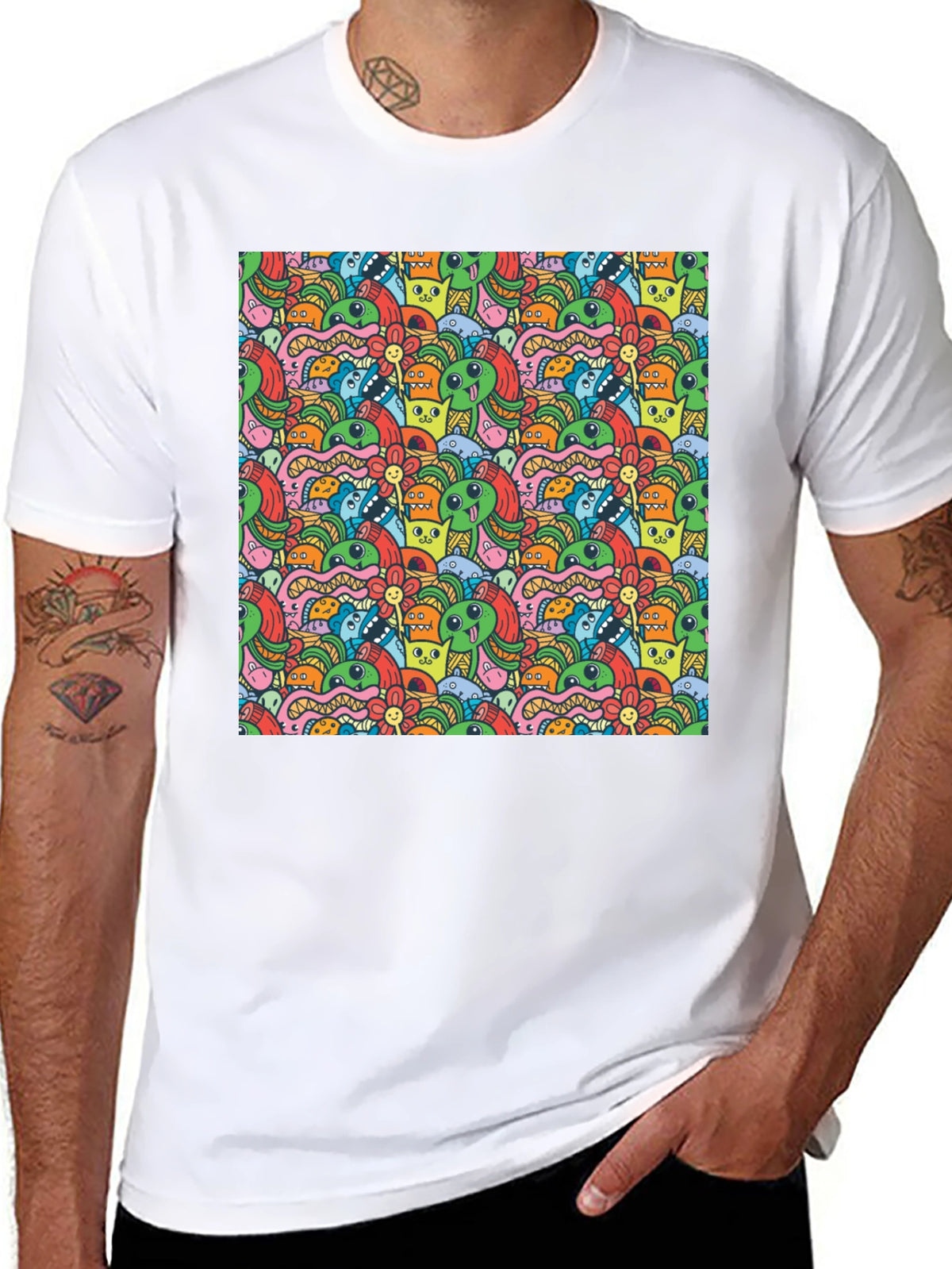 Monster Doodle Graphic Black T-Shirt