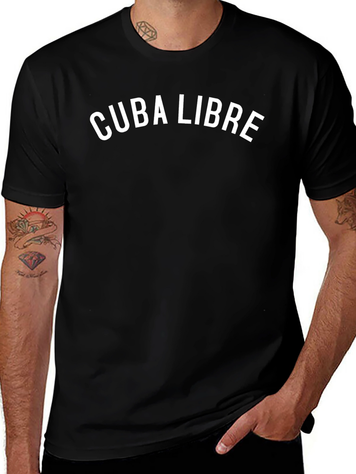 Cuba Libre Graphic Tee - Black Crew Neck T-Shirt