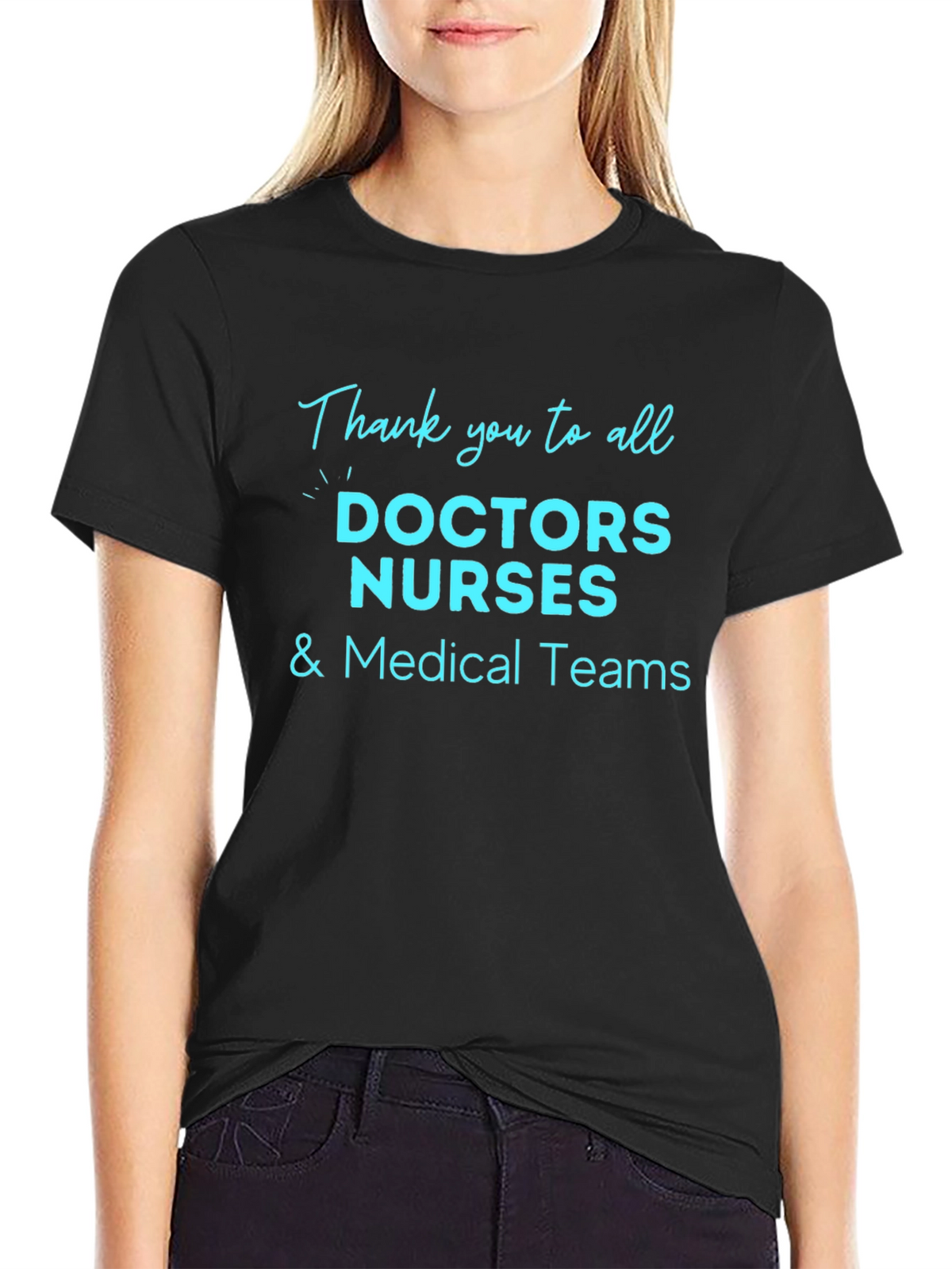 Thank You Medical Staff Black T-Shirt