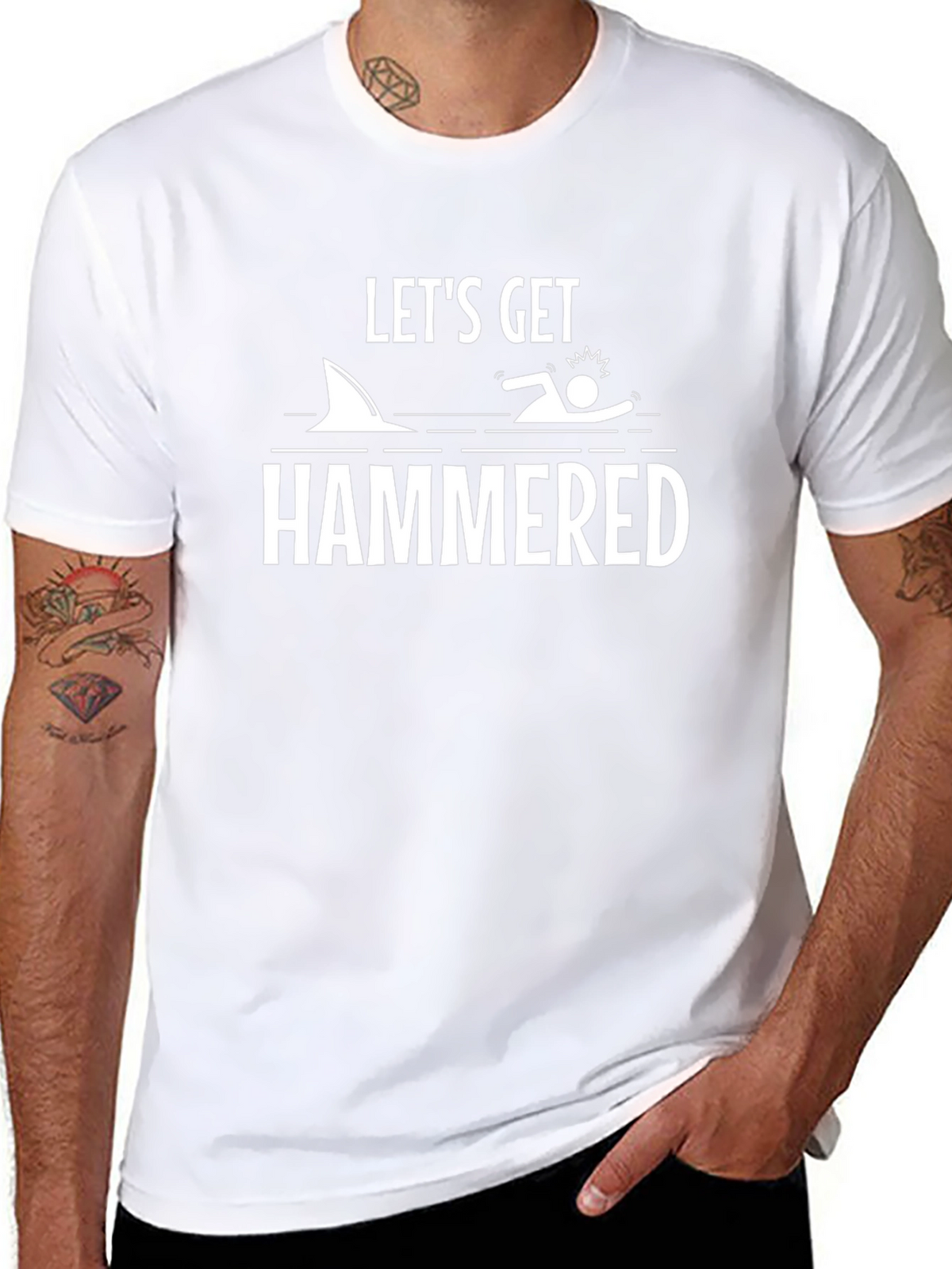 Lets Get Hammered T-Shirt Shark Humor Tee