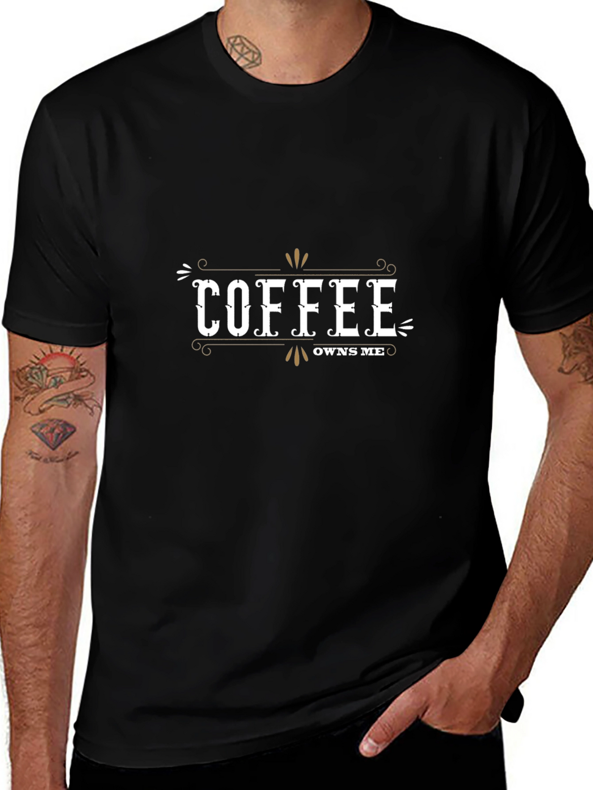 Coffee Owns Me T-Shirt - Black Casual Tee