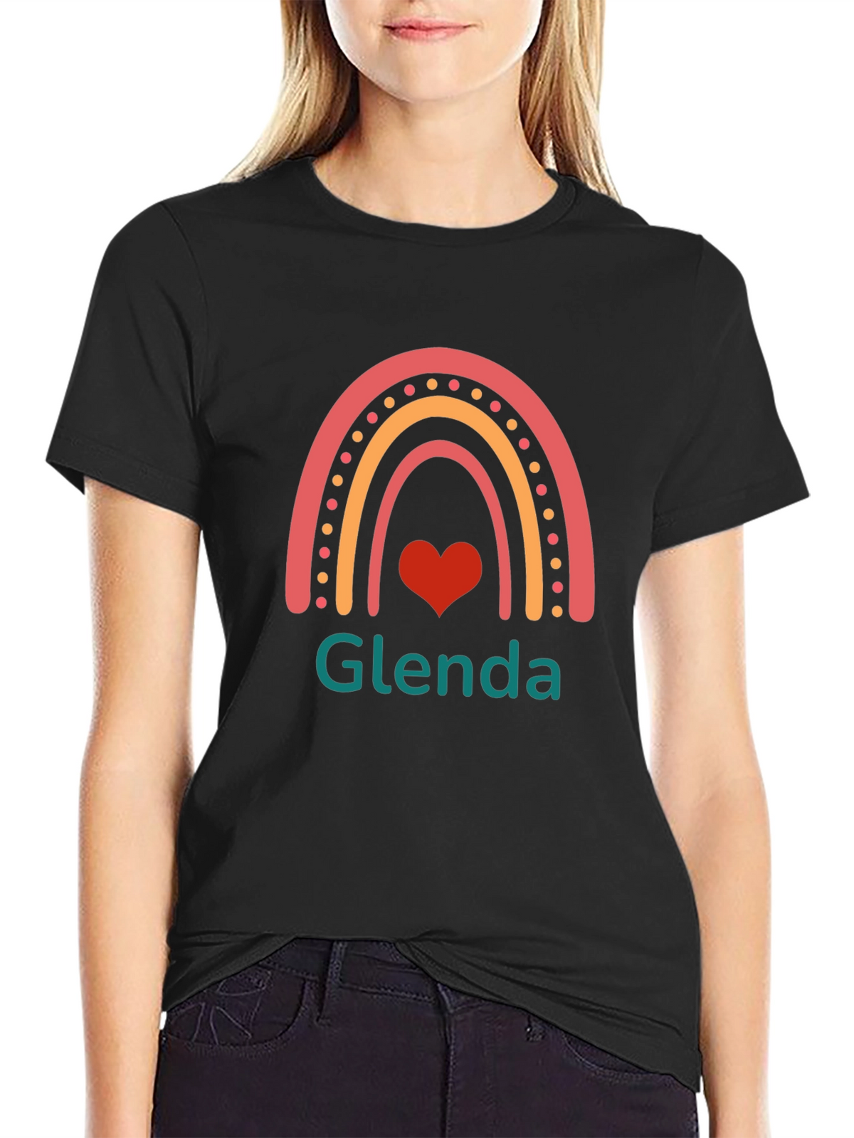 Glenda Rainbow Heart Graphic T-Shirt