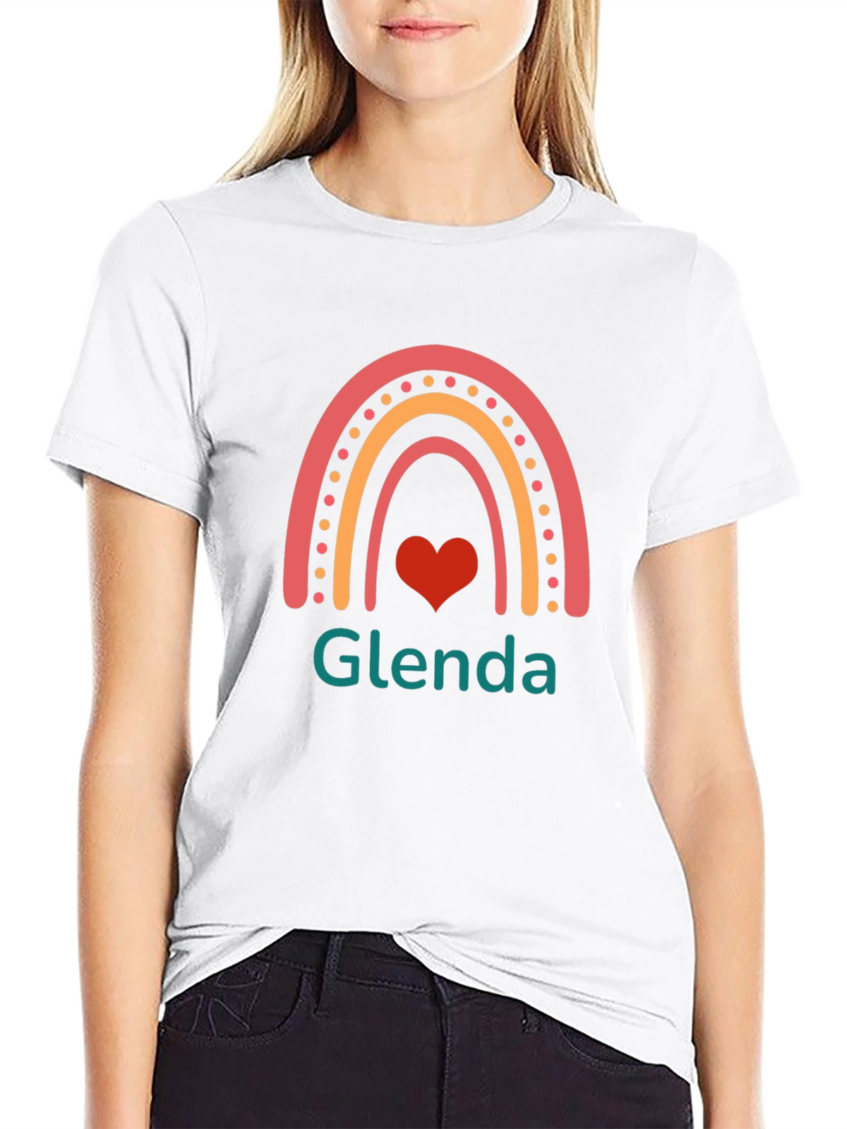 Glenda Rainbow Heart Graphic T-Shirt