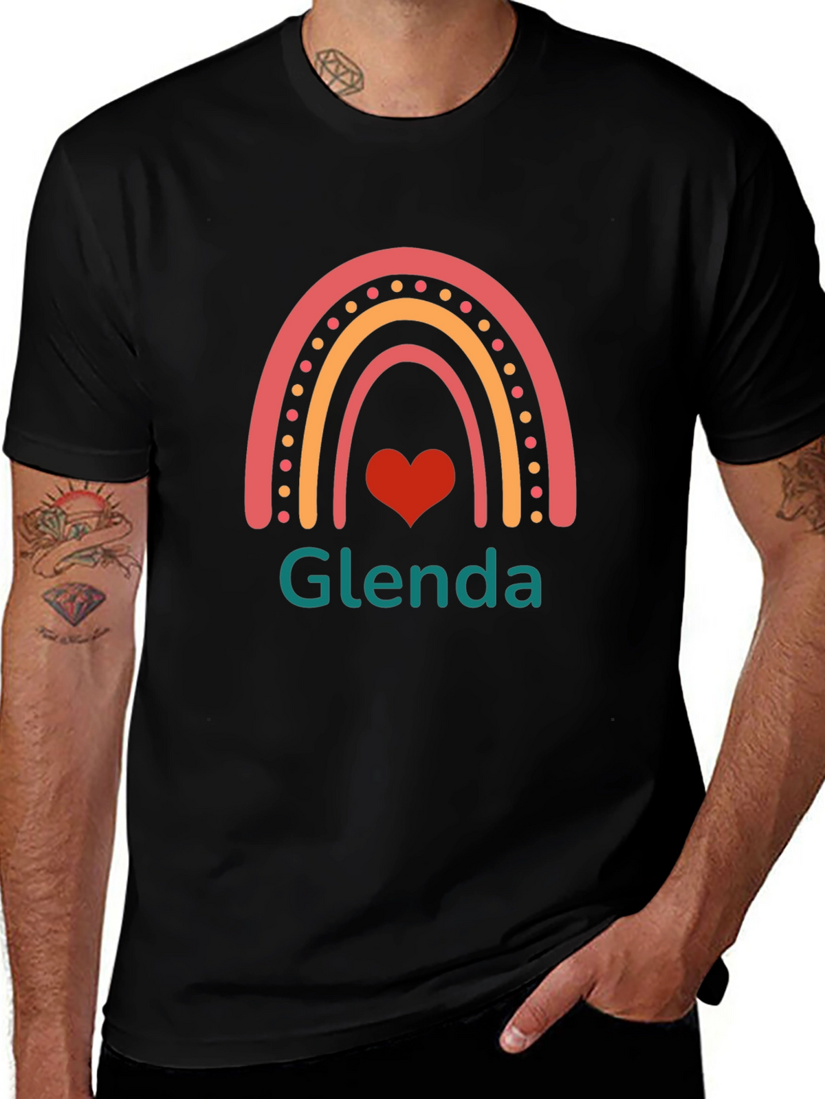 Glenda Rainbow Heart Graphic T-Shirt