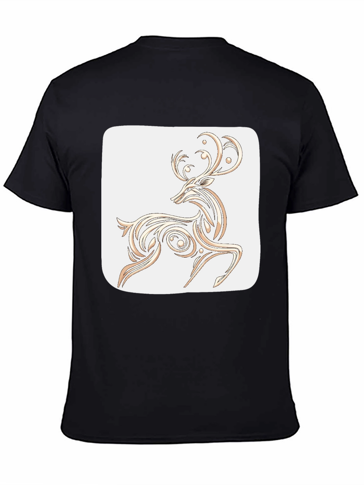 Elegant Deer Graphic Tee - Black